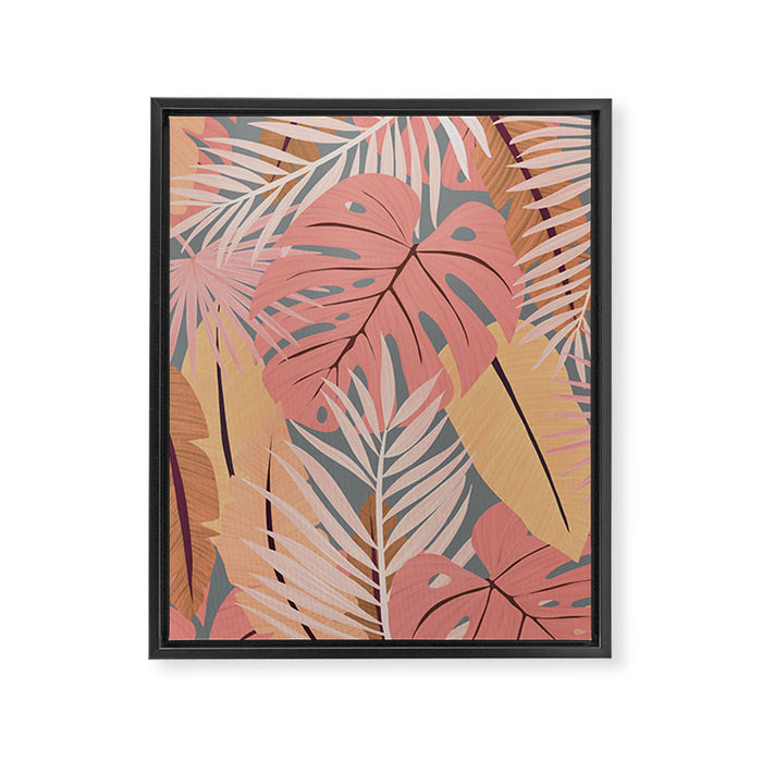 Pink tropical leaves Framed Canvas Print Gallery Image 1