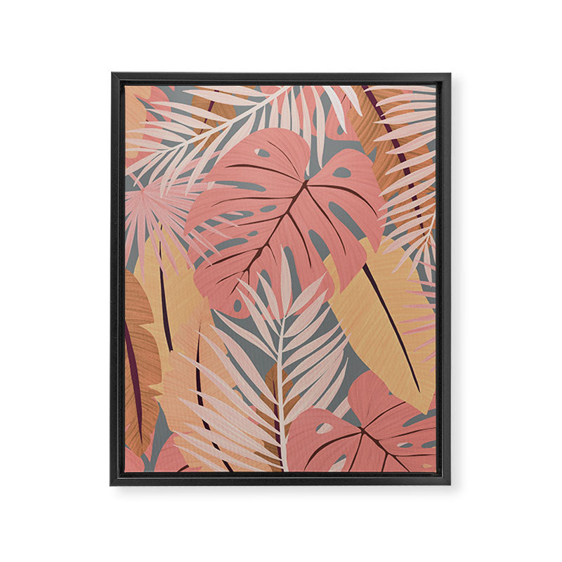Pink tropical leaves Framed Canvas Print Gallery Image 8