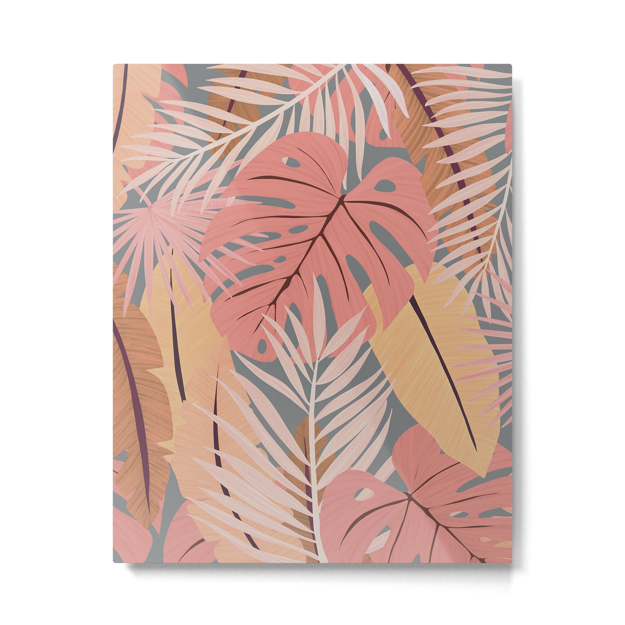 Pink tropical leaves Metal Print Gallery Image 6