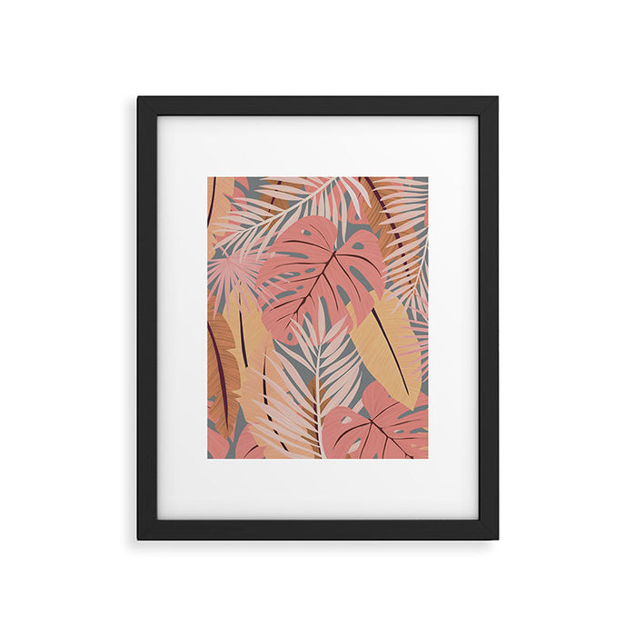 Pink tropical leaves Framed Art Print Gallery Image 1