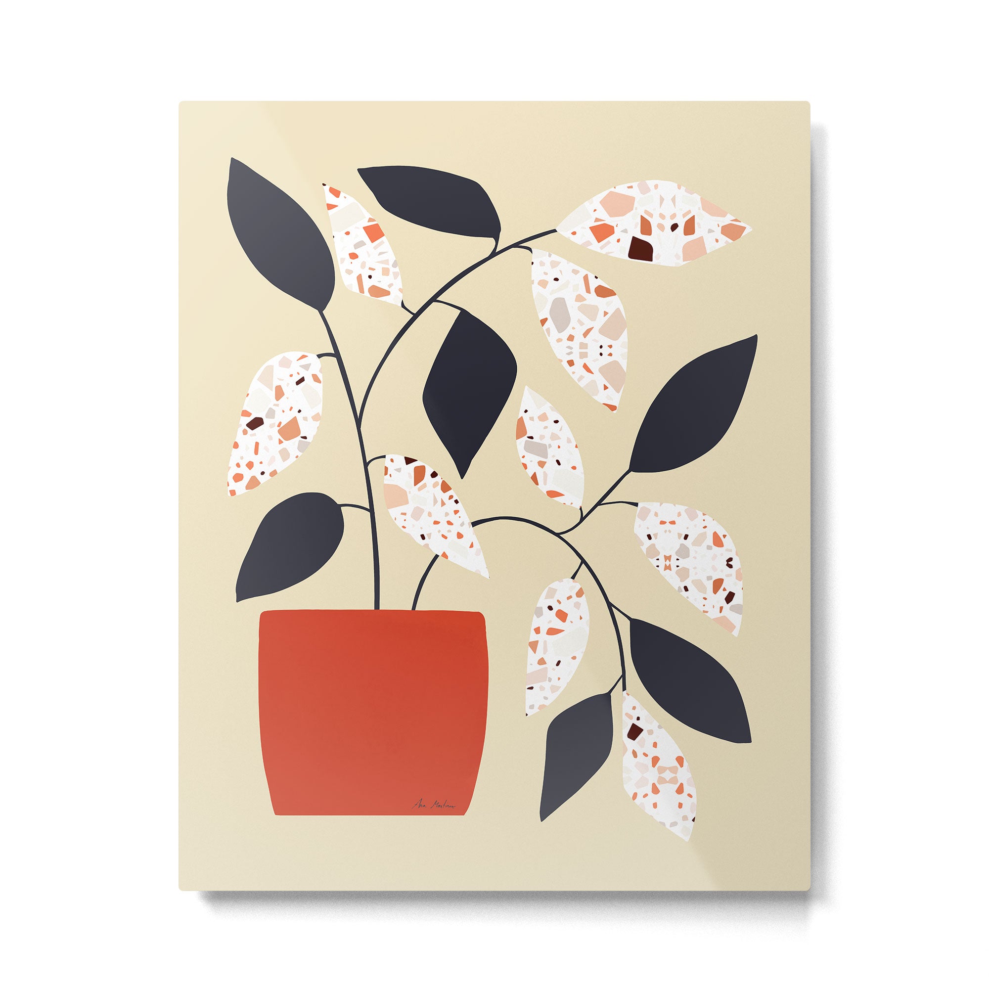 Plants and terrazzo Metal Print Gallery Image 4