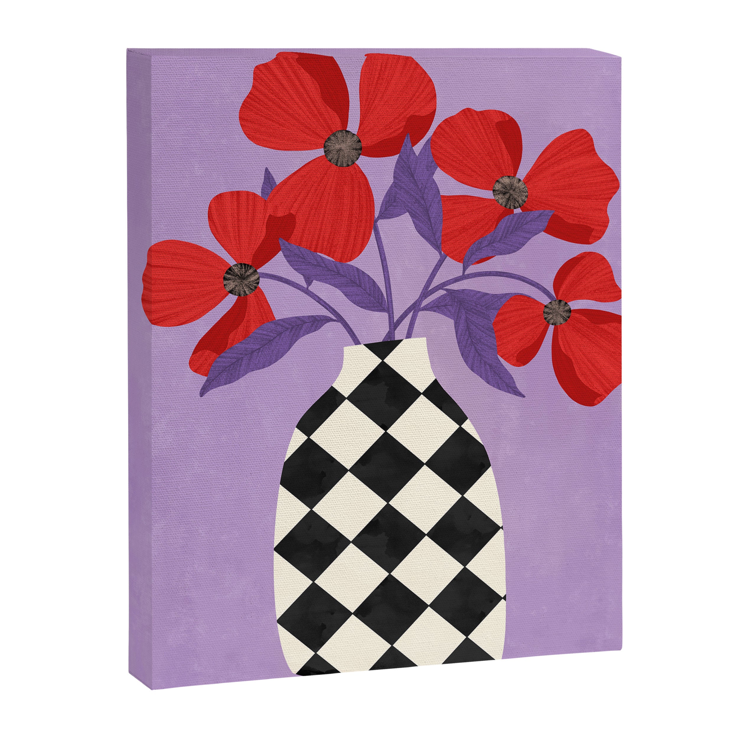 Poppies and vase of squares and diamonds Canvas Print Gallery Image 6