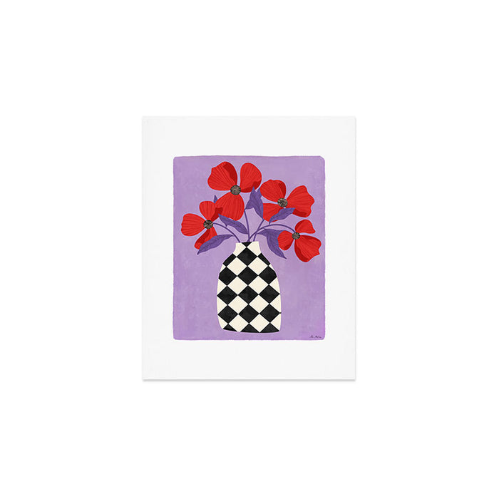 Poppies and vase of squares and diamonds Art Print Gallery Image 1