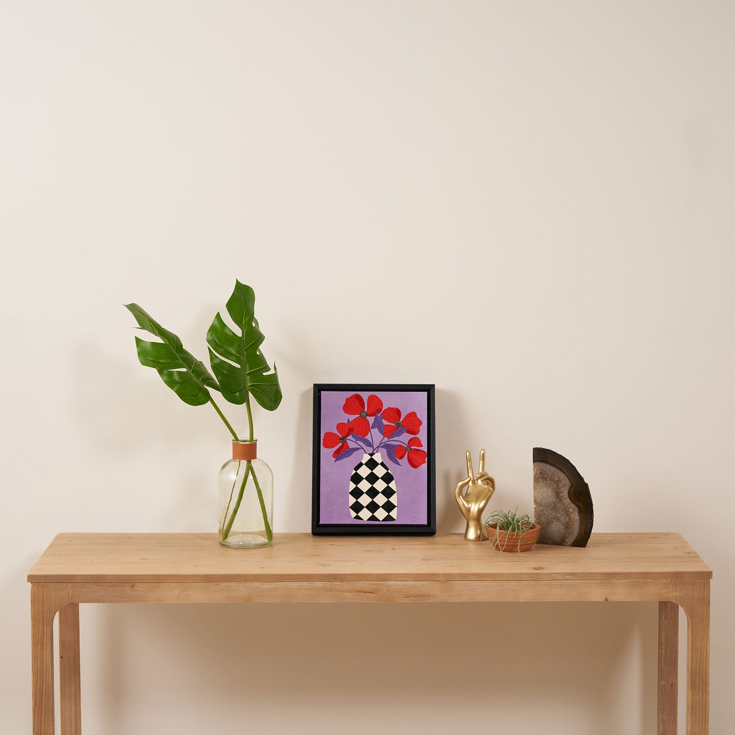 Poppies and vase of squares and diamonds Framed Canvas Print Gallery Image 4