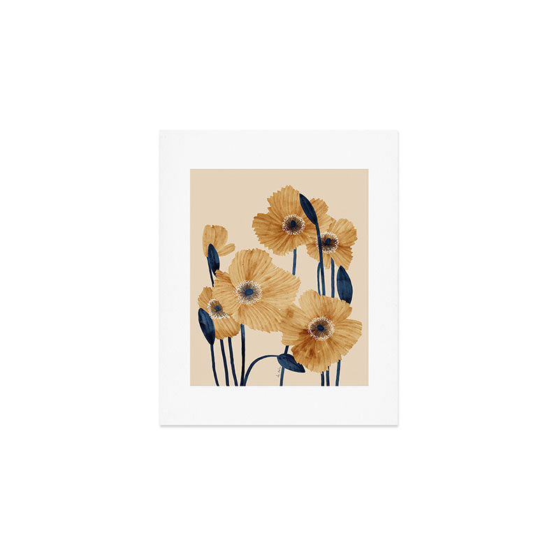 Poppies flowers watercolor Art Print Gallery Image 1