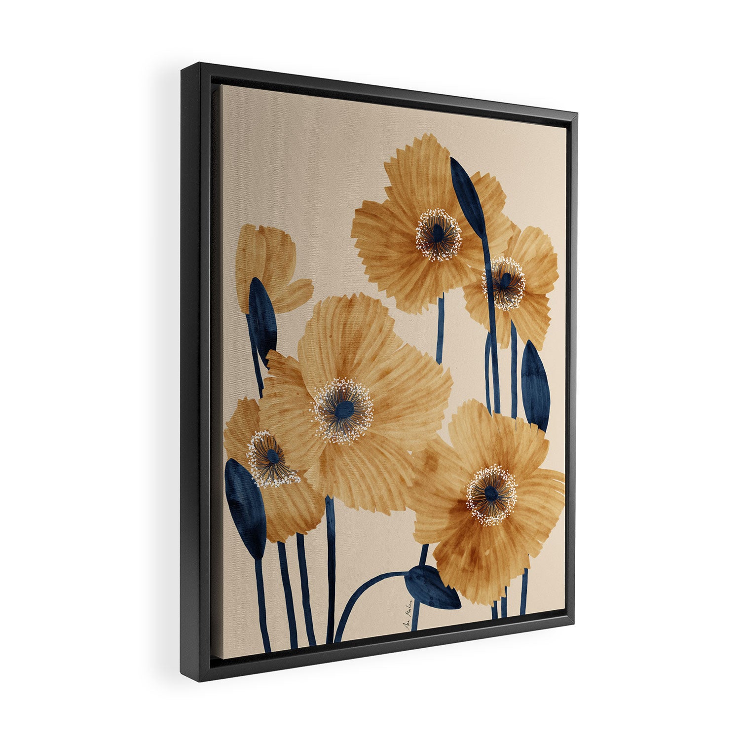 Poppies flowers watercolor Framed Canvas Print Gallery Image 2