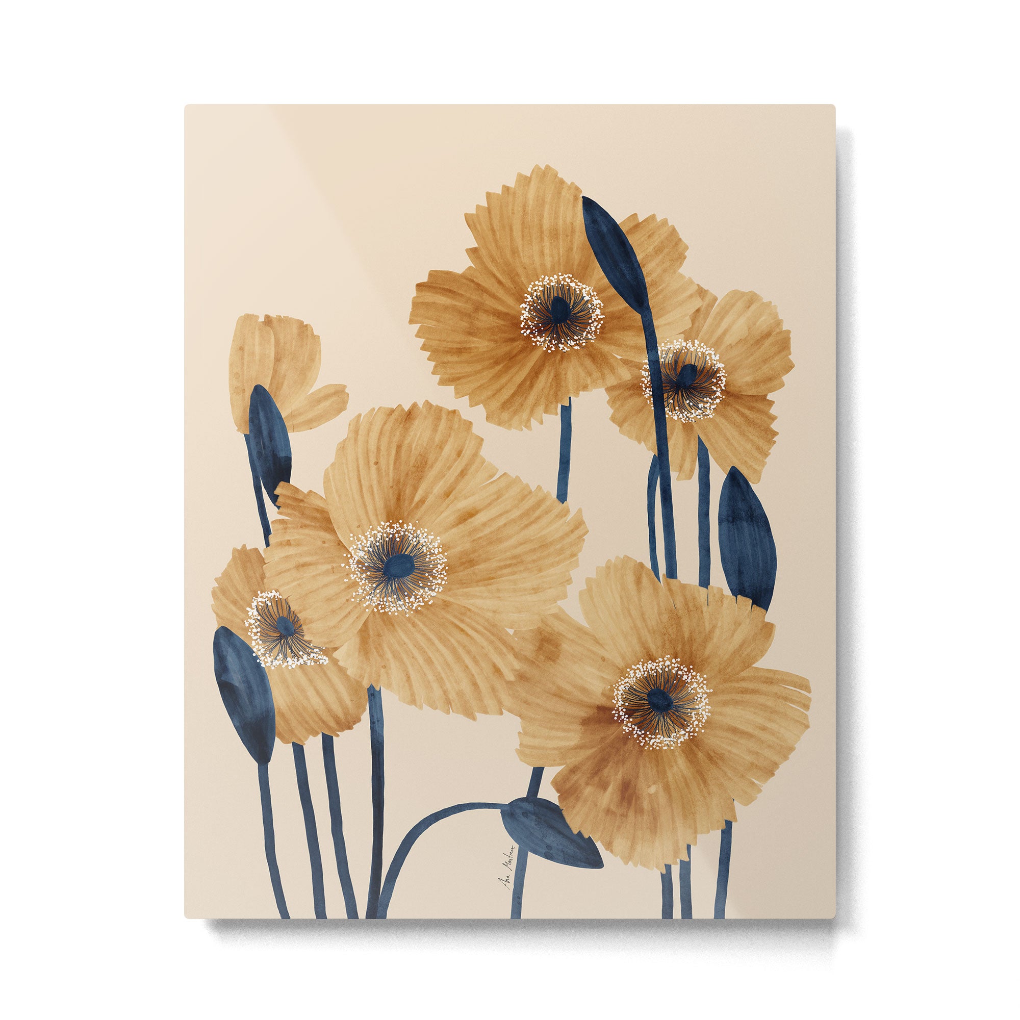 Poppies flowers watercolor Metal Print Gallery Image 4