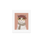 Portrait of a cat with a beret Art Print Gallery Image 1