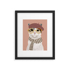 Portrait of a cat with a beret Framed Art Print Gallery Image 5
