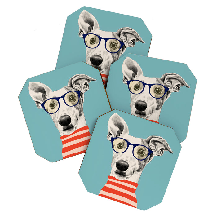 Portrait of a greyhound dog II Coaster Gallery Image 1