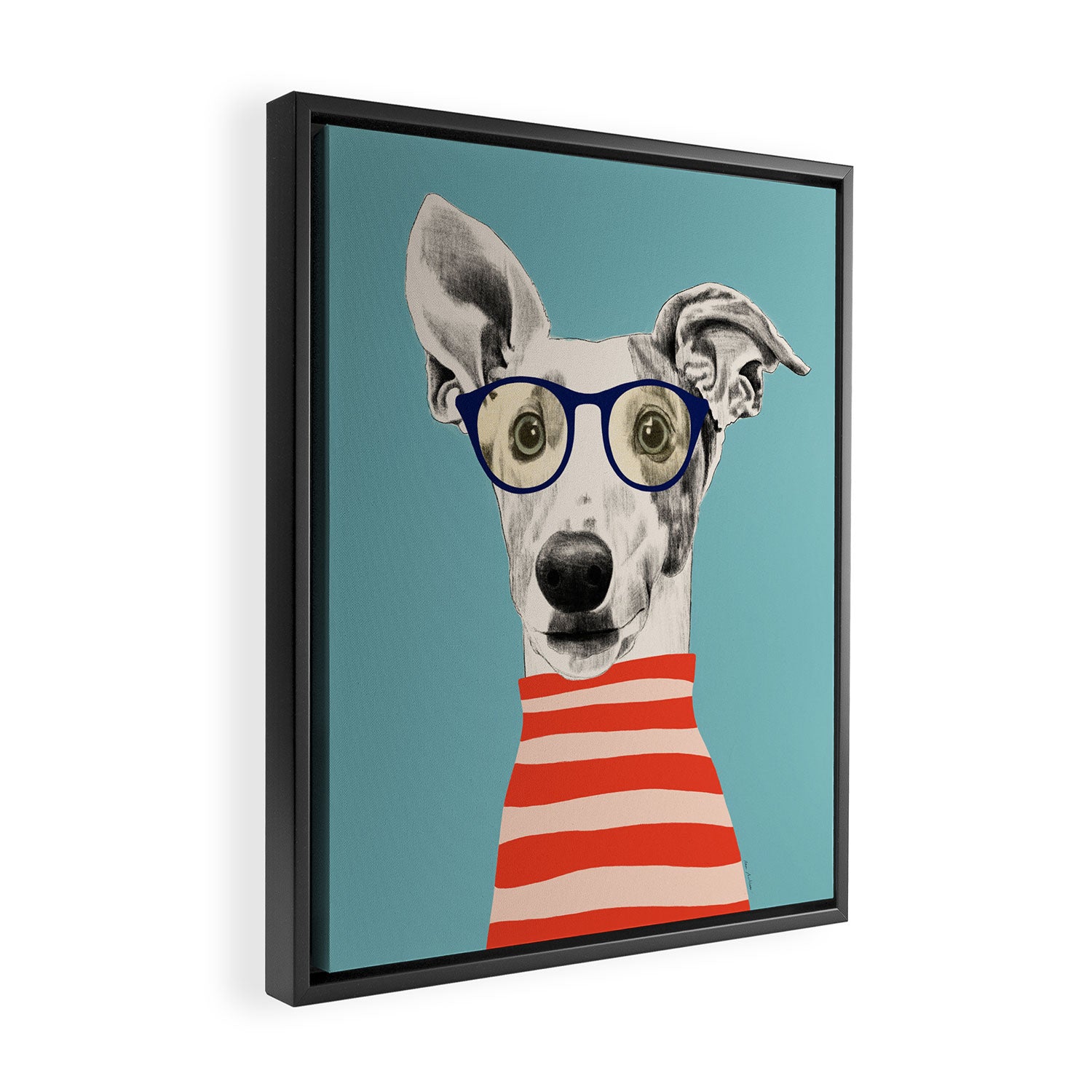 Portrait of a greyhound dog II Framed Canvas Print Gallery Image 2
