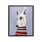 Portrait of a greyhound dog with a monocle Framed Canvas Print Gallery Image 6