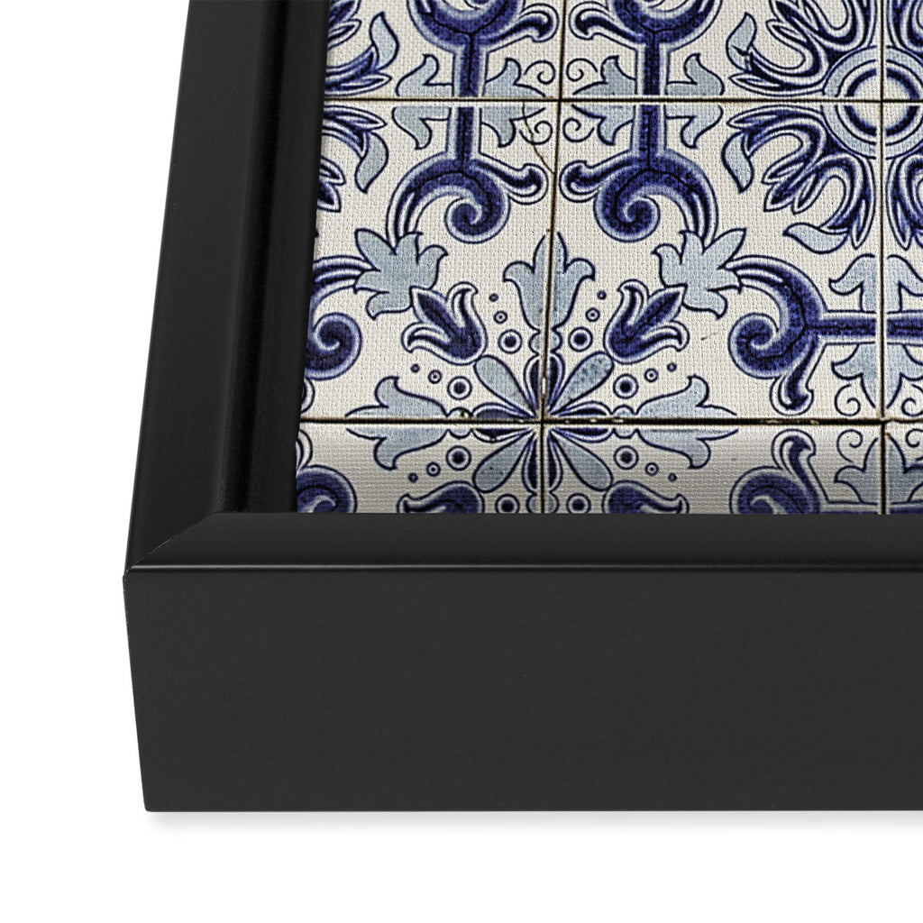 Portuguese tiles pattern blue Framed Canvas Print Gallery Image 3