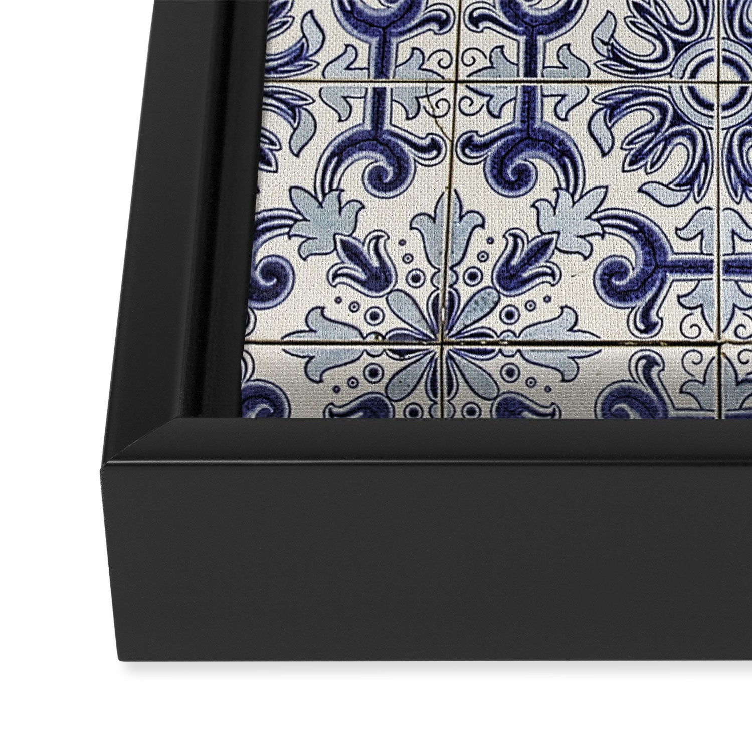 Portuguese tiles pattern blue Framed Canvas Print Gallery Image 3