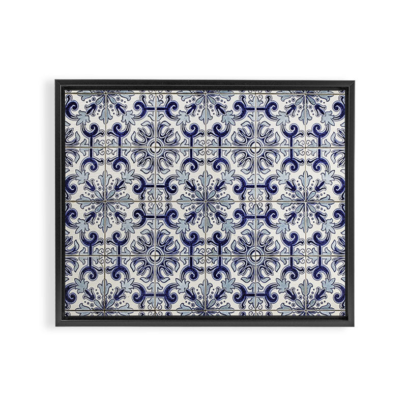 Portuguese tiles pattern blue Framed Canvas Print Gallery Image 2
