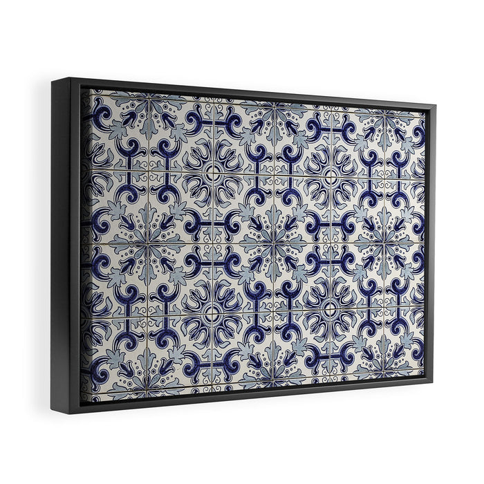 Portuguese tiles pattern blue Framed Canvas Print Gallery Image 1