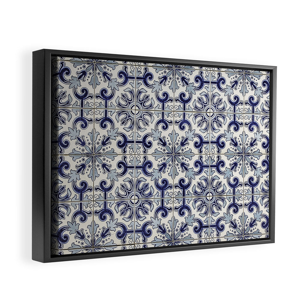 Portuguese tiles pattern blue Framed Canvas Print Gallery Image 8