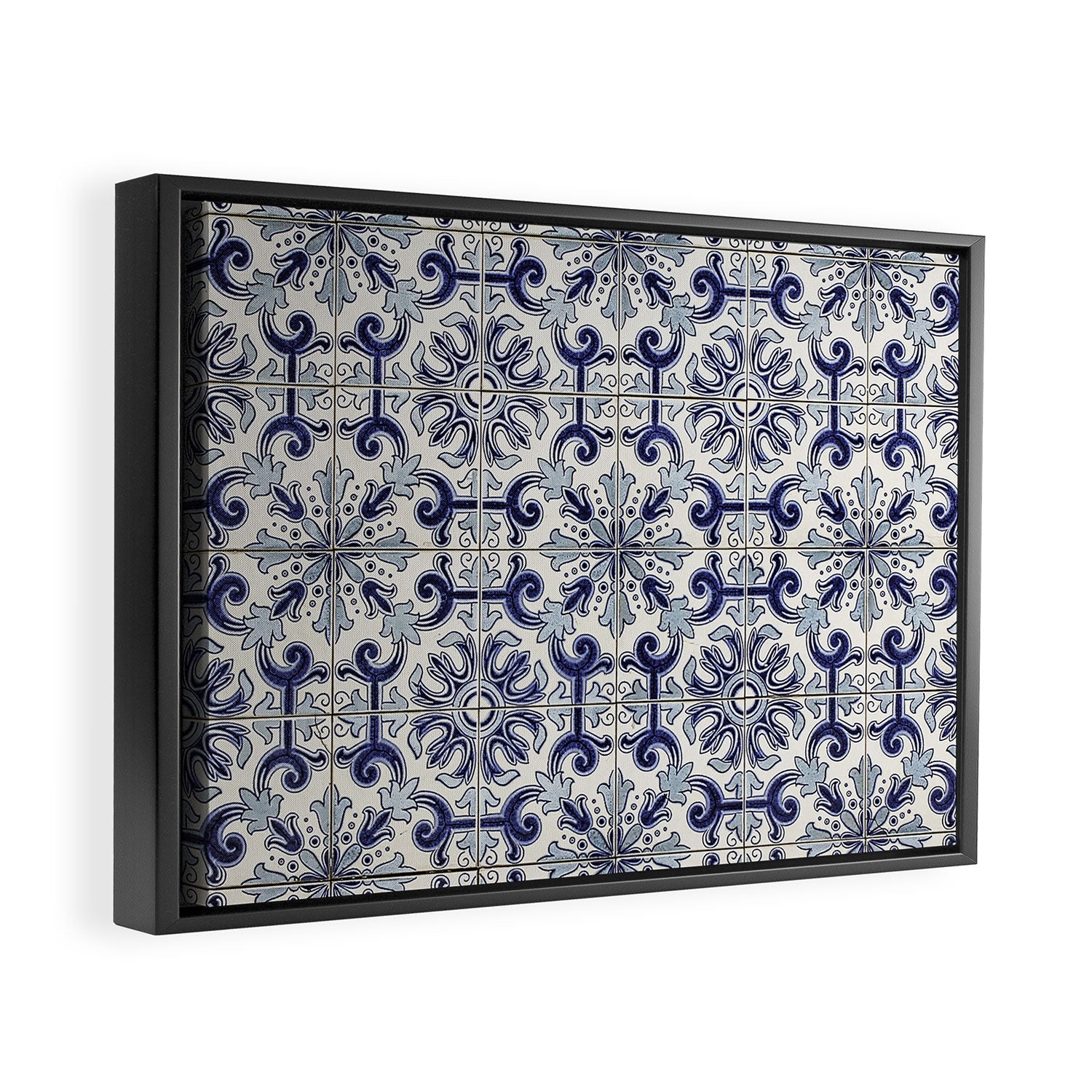 Portuguese tiles pattern blue Framed Canvas Print Gallery Image 8