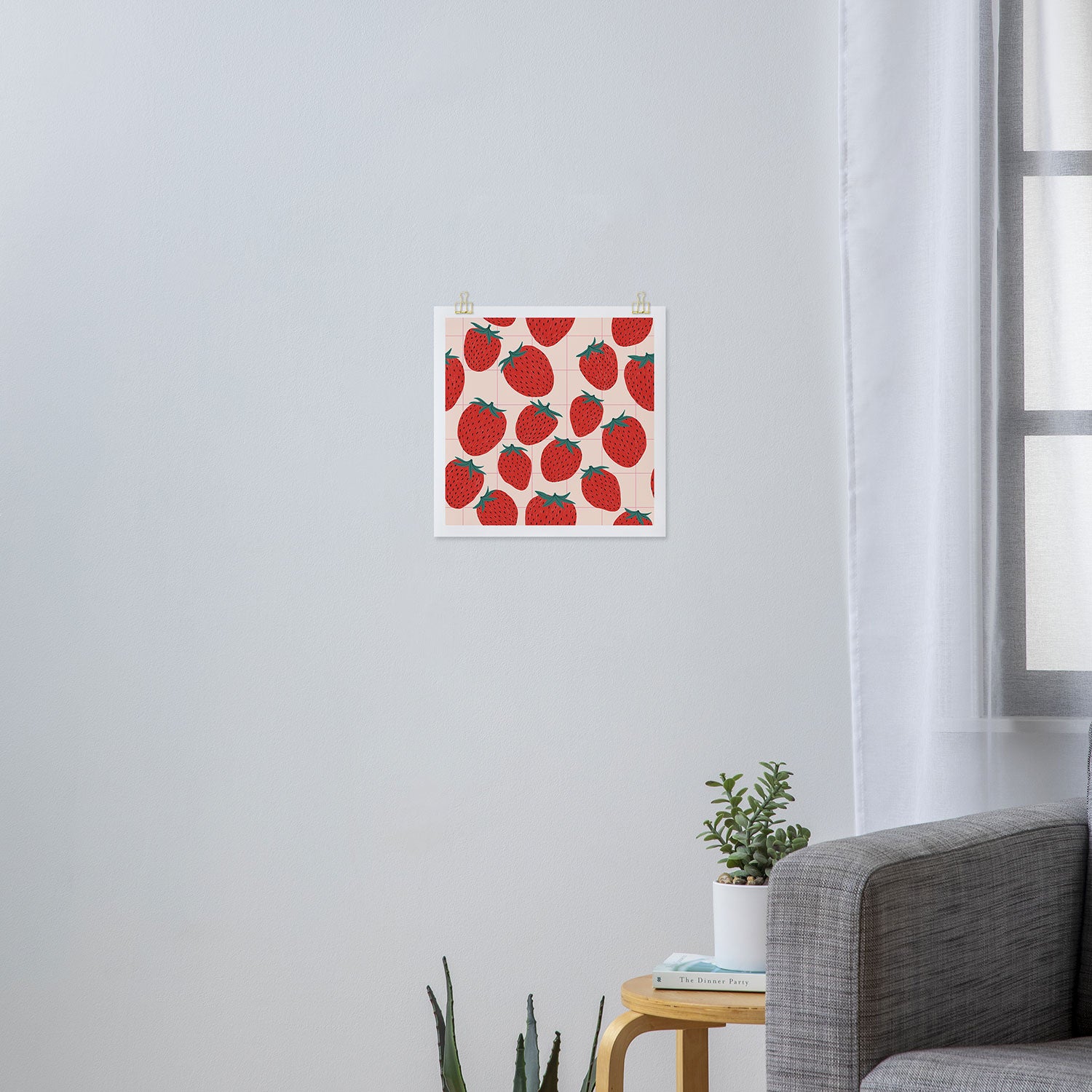 Red strawberries pattern Art Print Gallery Image 3