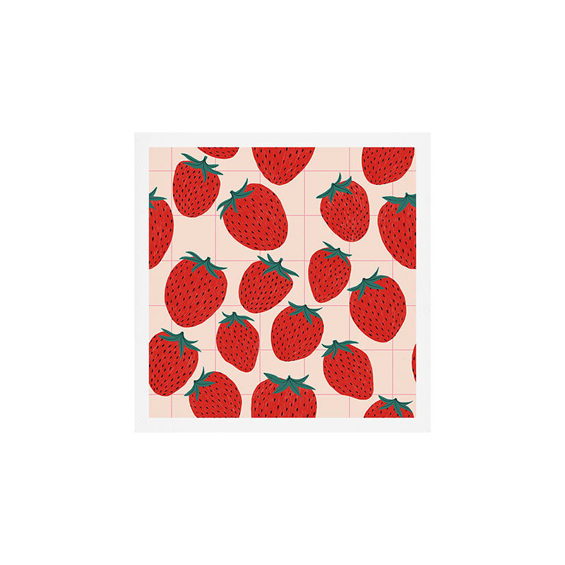 Red strawberries pattern Art Print Gallery Image 1