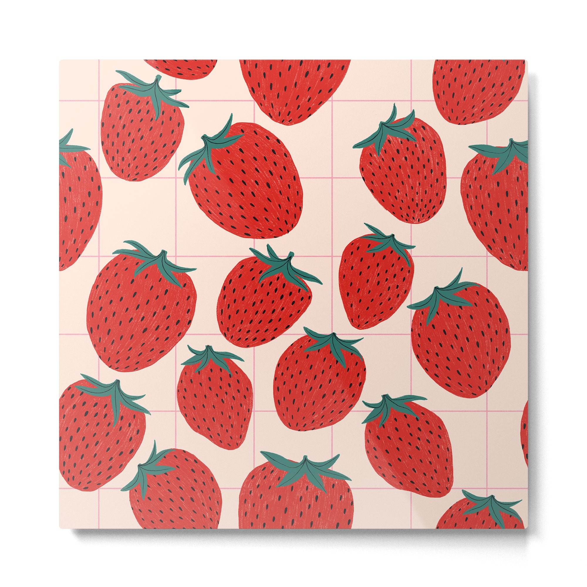 Red strawberries pattern Metal Print Gallery Image 2