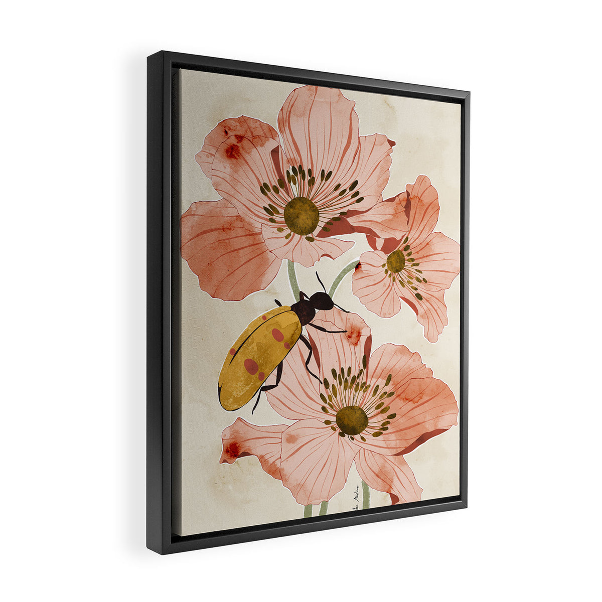Roses and insects Framed Canvas Print Gallery Image 2
