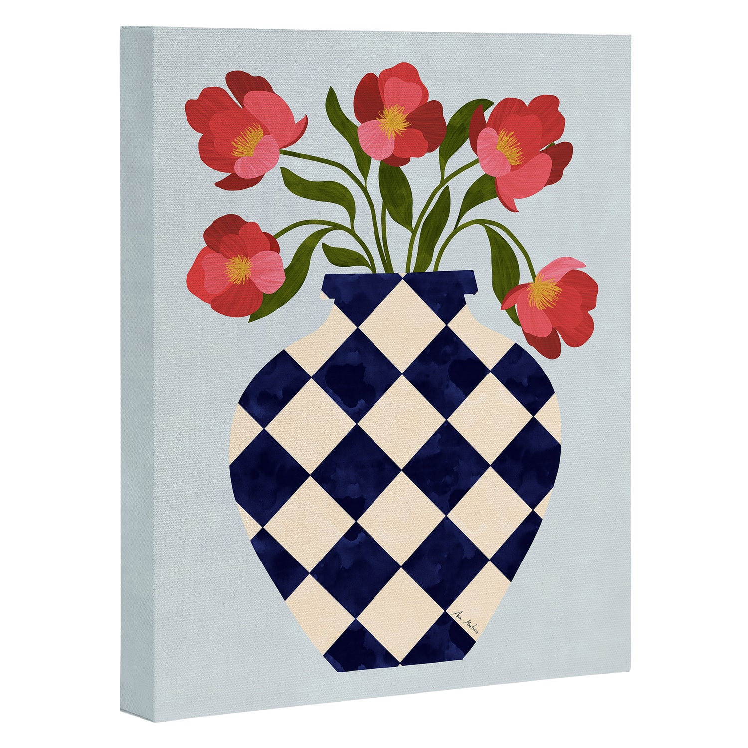 Roses and vase with diamonds Canvas Print Gallery Image 3