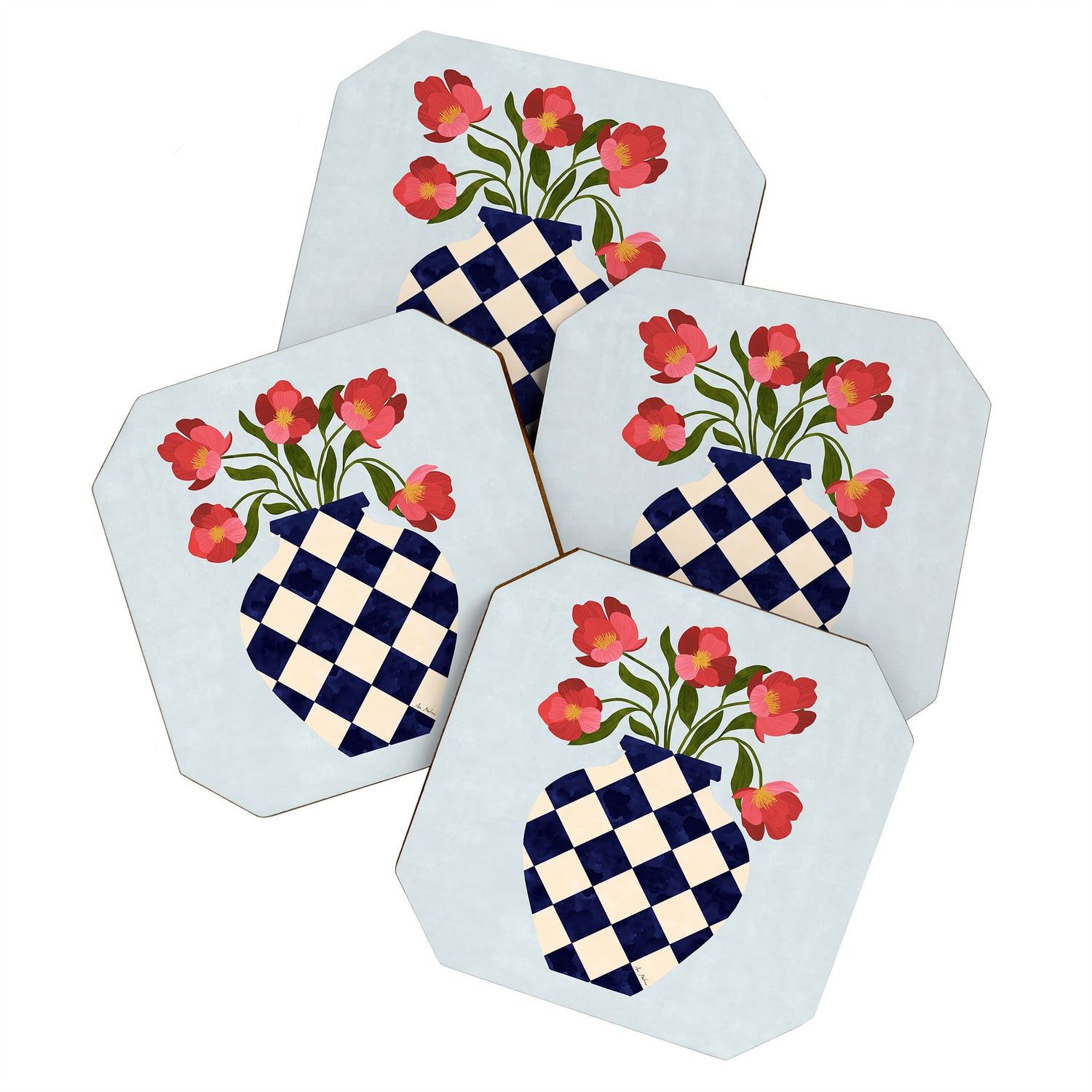Roses and vase with diamonds Coaster Gallery Image 1
