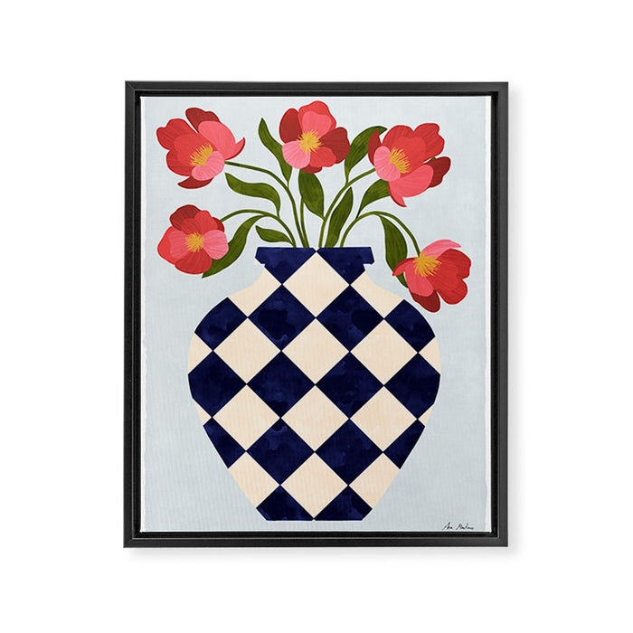 Roses and vase with diamonds Framed Canvas Print Gallery Image 1