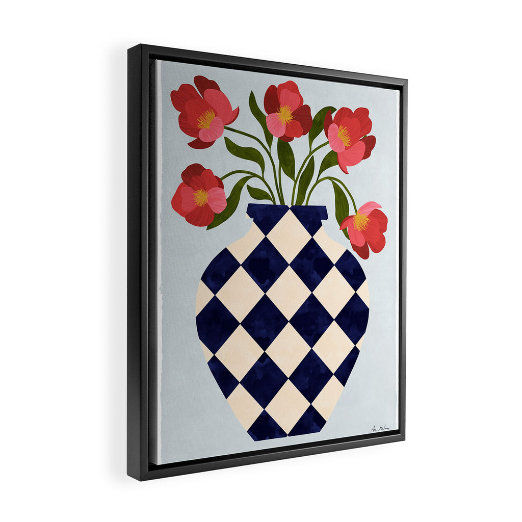 Roses and vase with diamonds Framed Canvas Print Gallery Image 2