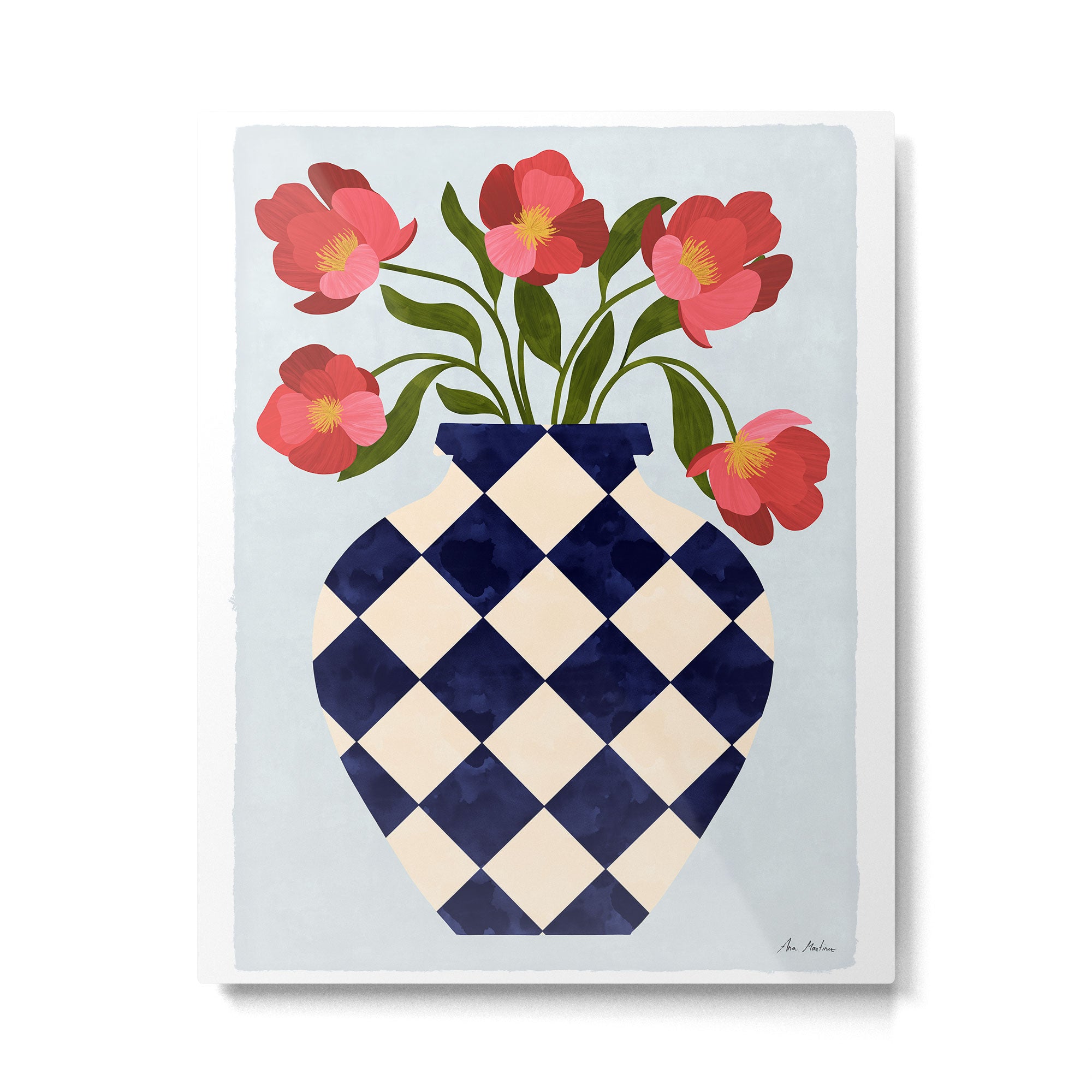 Roses and vase with diamonds Metal Print Gallery Image 4