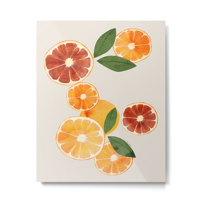 sliced oranges spring watercolor Metal Print Gallery Image 1