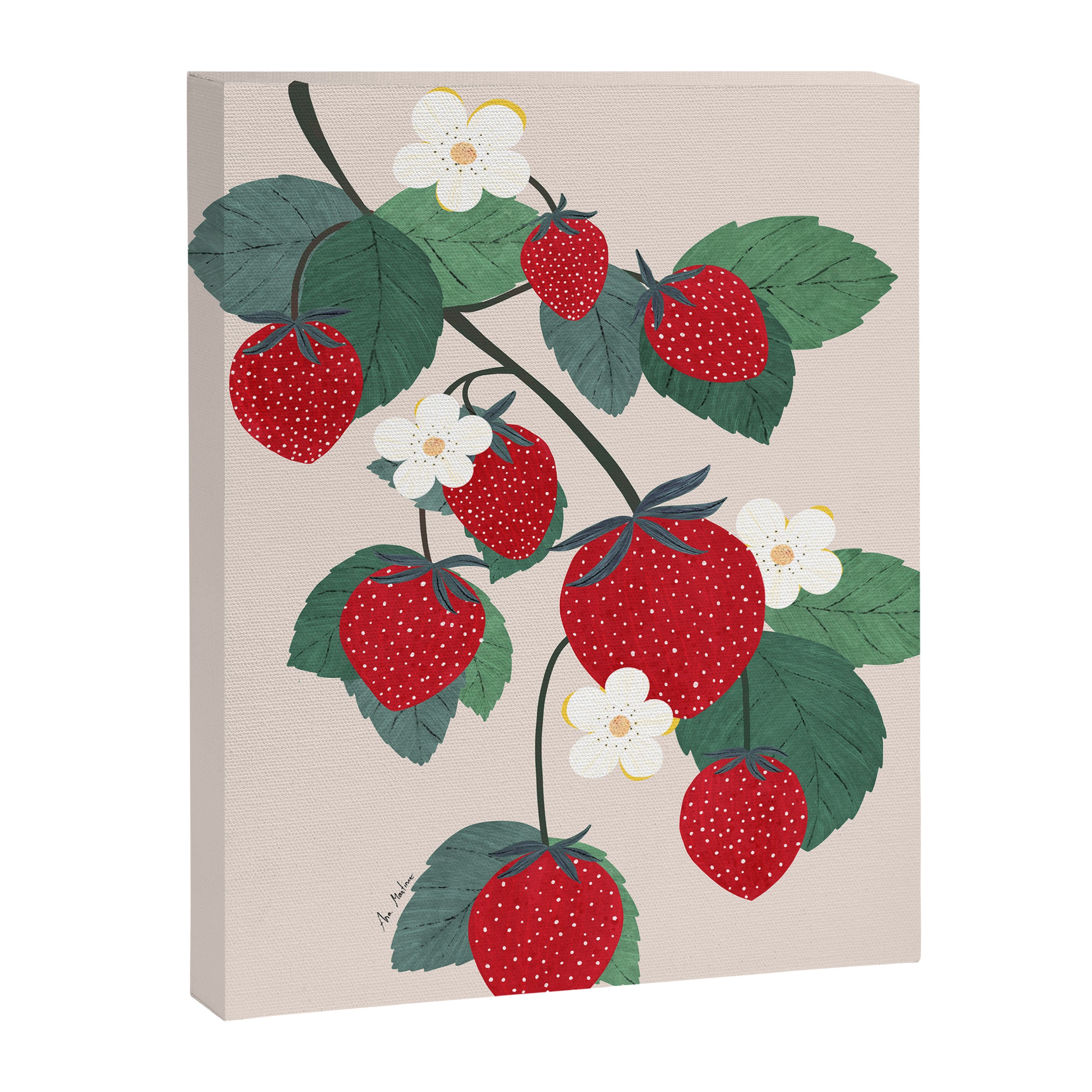 Strawberries and leaves Canvas Print Gallery Image 6