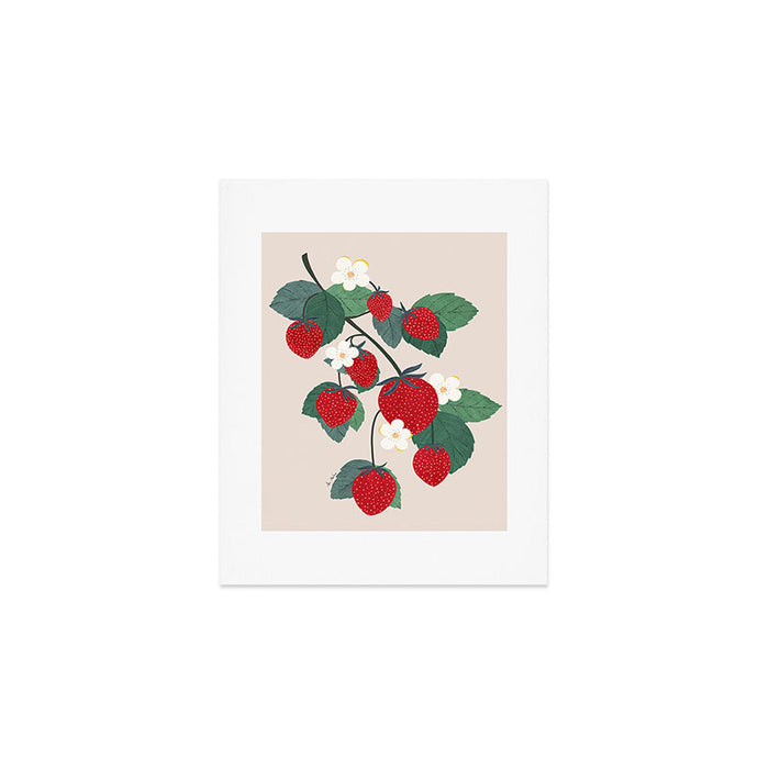 Strawberries and leaves Art Print Gallery Image 1