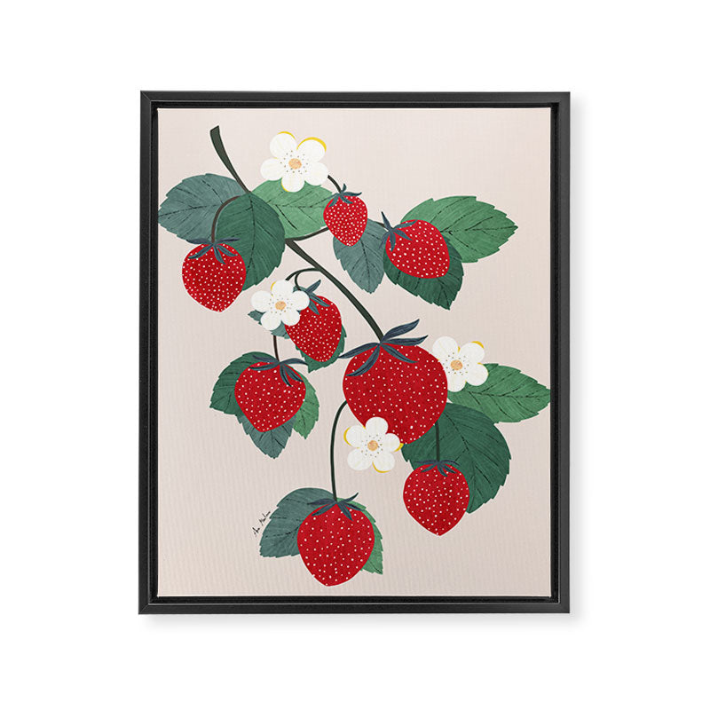 Strawberries and leaves Framed Canvas Print Gallery Image 6