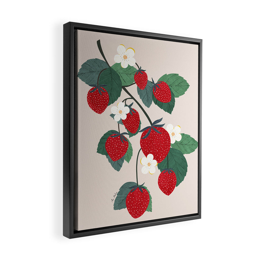 Strawberries and leaves Framed Canvas Print Gallery Image 2