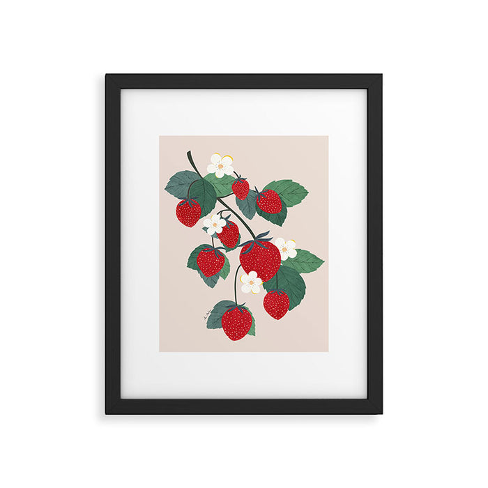 Strawberries and leaves Framed Art Print Gallery Image 1