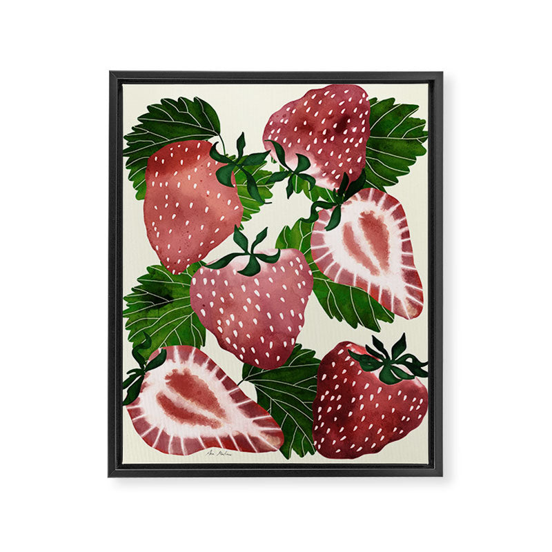 strawberry watercolor Framed Canvas Print Gallery Image 6
