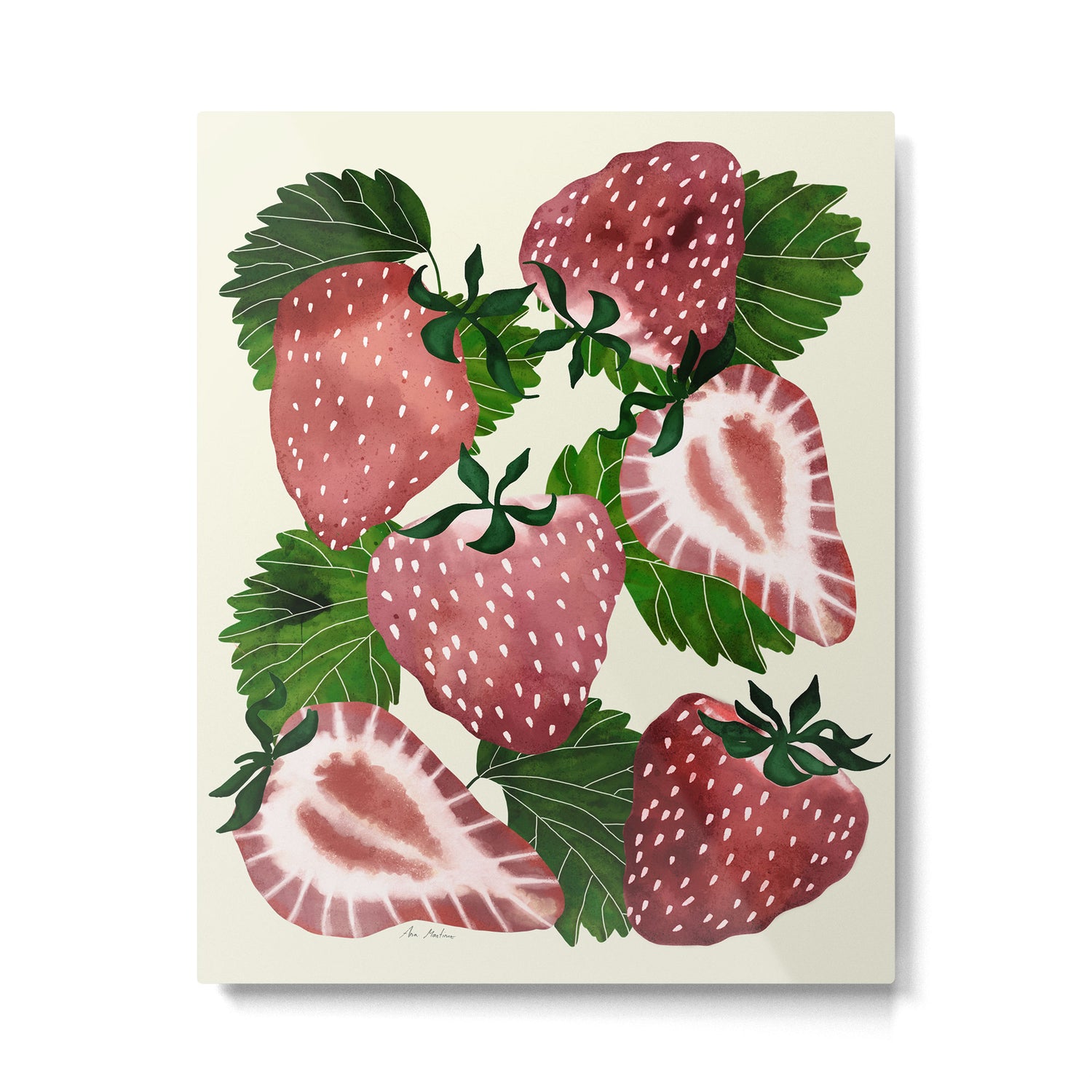 strawberry watercolor Metal Print Gallery Image 4