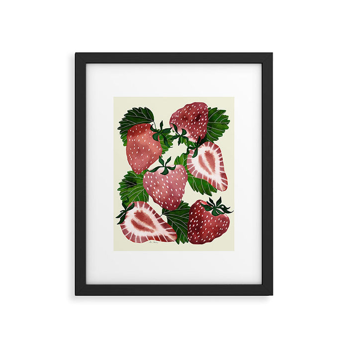 strawberry watercolor Framed Art Print Gallery Image 1
