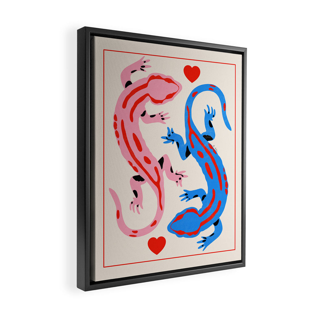 The lovers - salamanders Framed Canvas Print Gallery Image 2