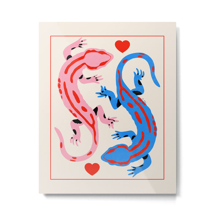 The lovers - salamanders Metal Print Gallery Image 1