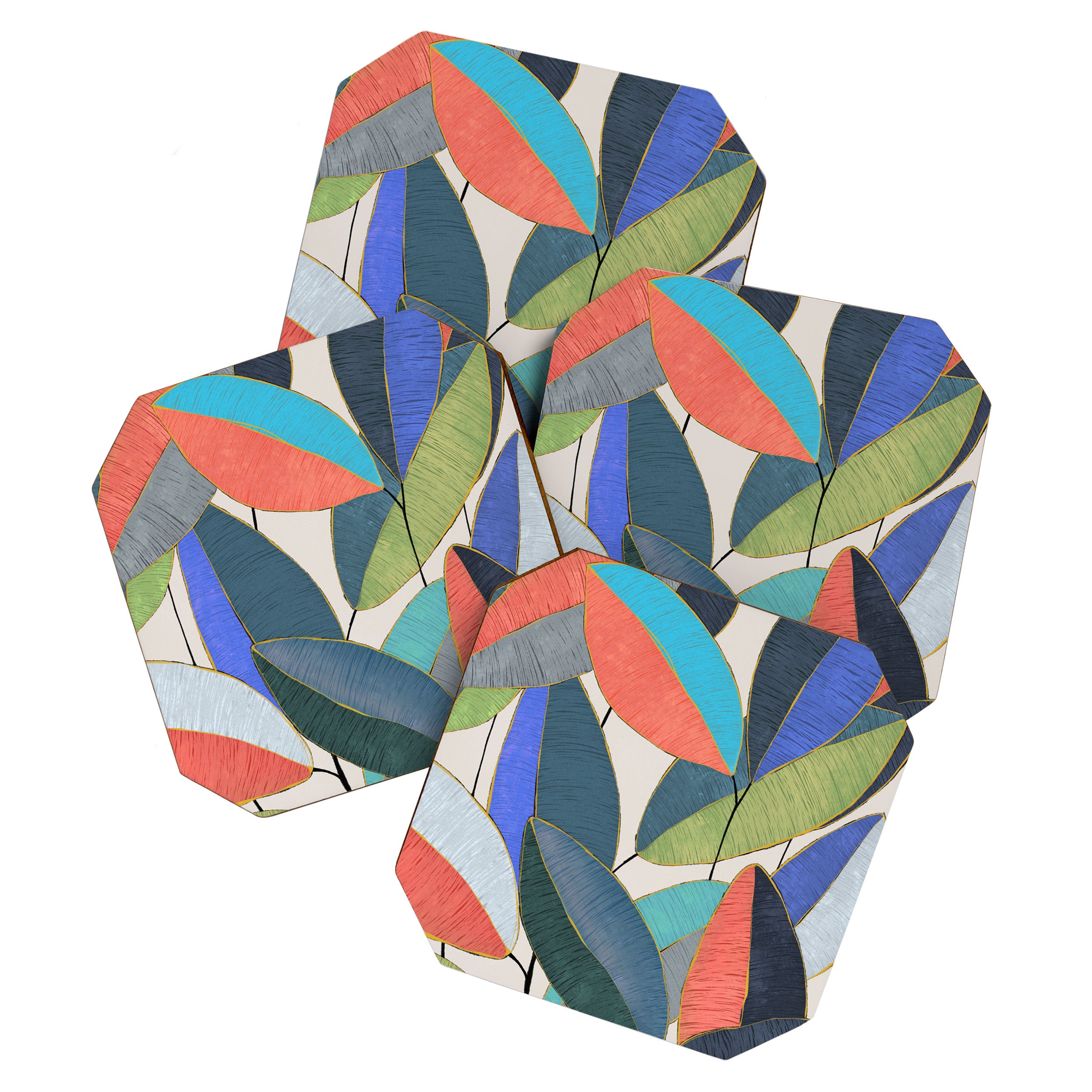 Tropical Ficus leaves #botanic Coaster Gallery Image 1