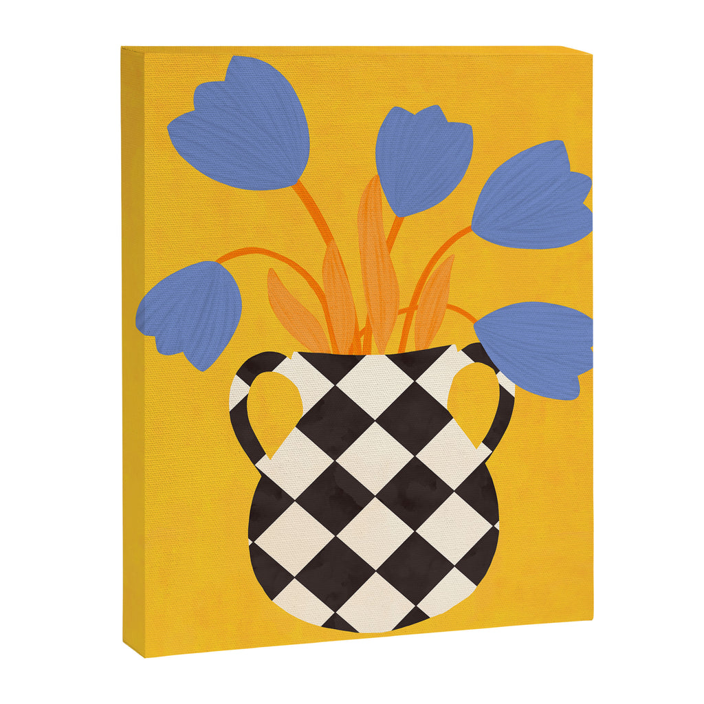 Tulips and vase of squares and diamonds Canvas Print Gallery Image 6