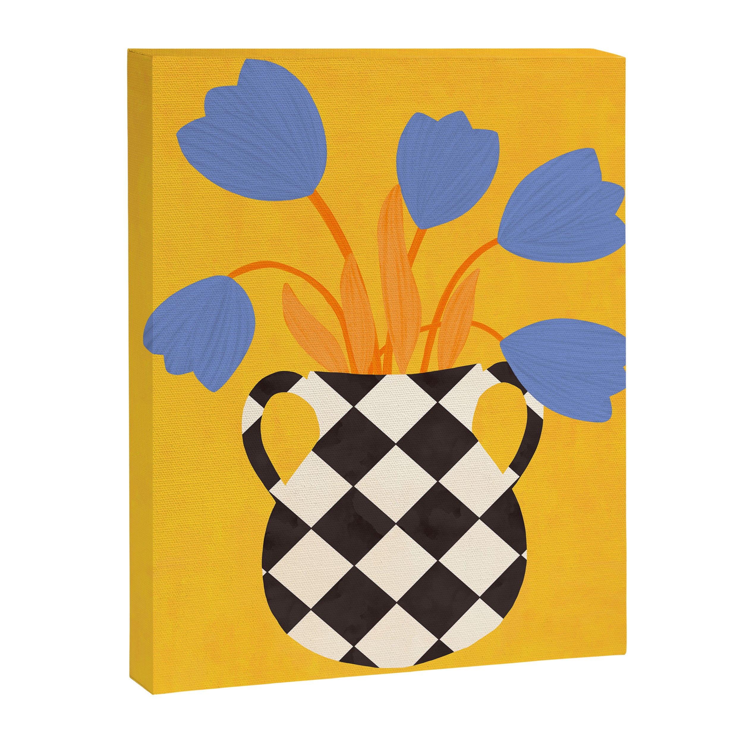 Tulips and vase of squares and diamonds Canvas Print Gallery Image 6
