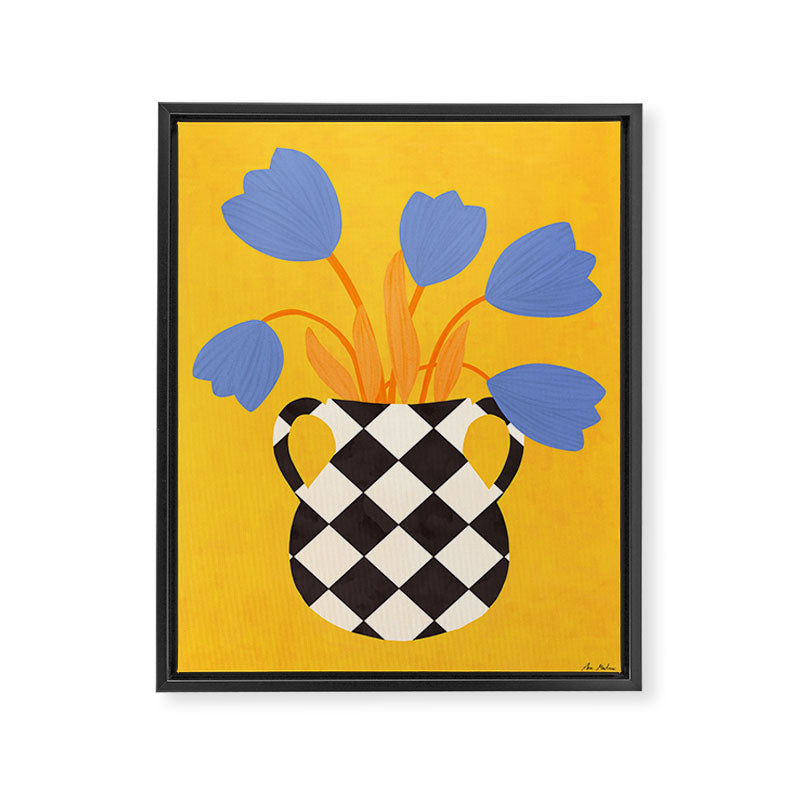 Tulips and vase of squares and diamonds Framed Canvas Print Gallery Image 6