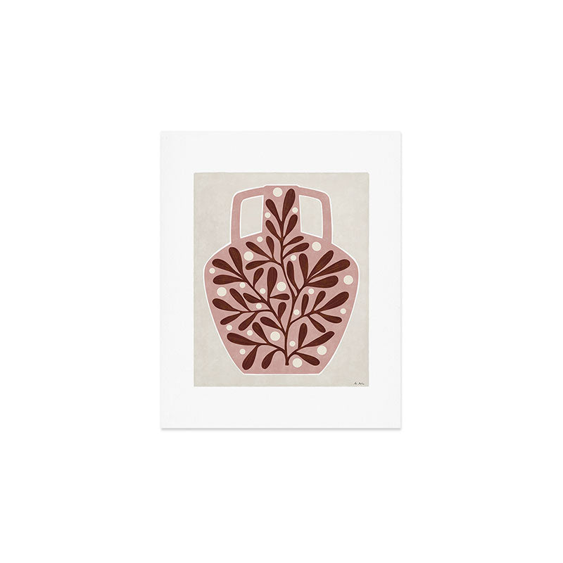 Vase and leaves Art Print Gallery Image 1