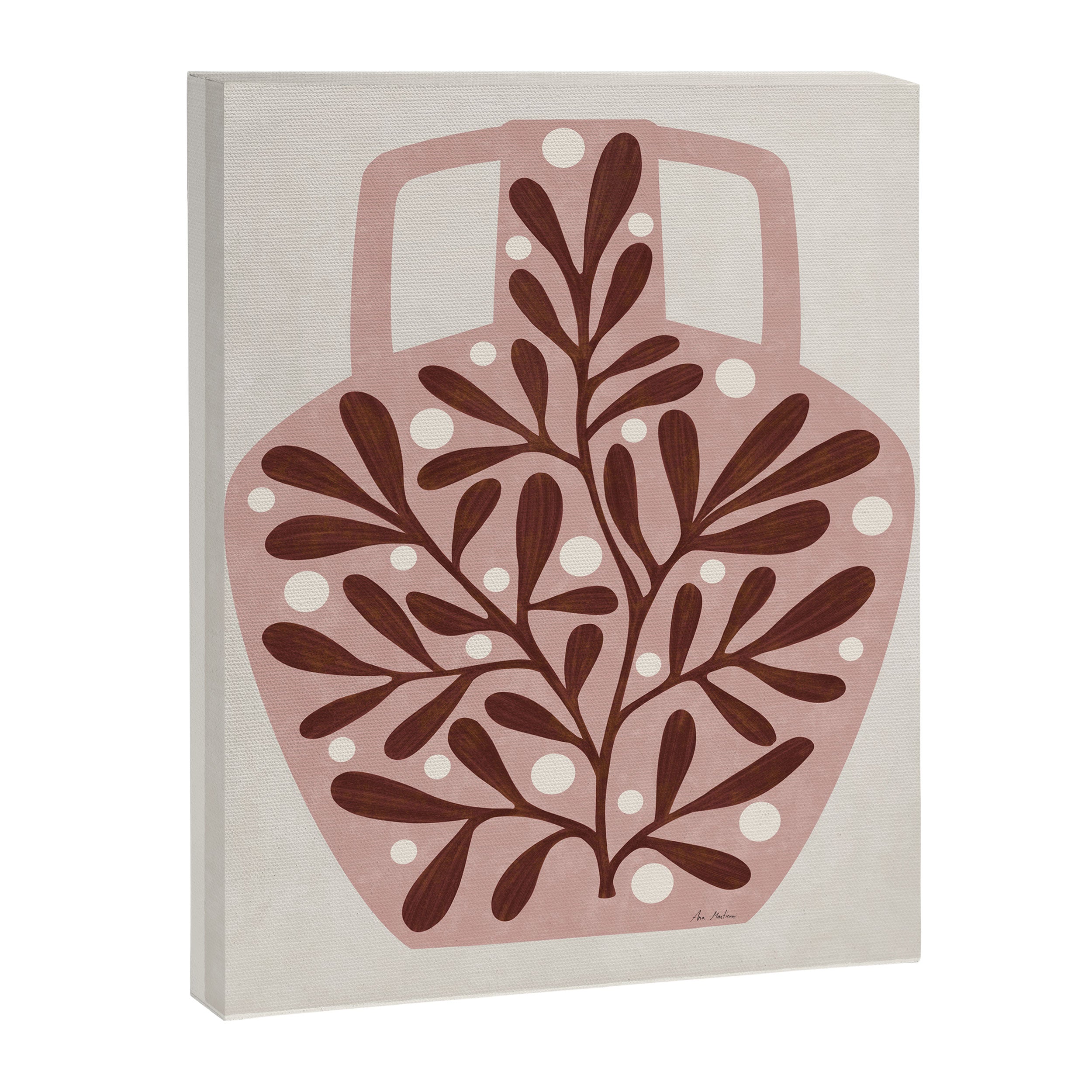 Vase and leaves collection Canvas Print Gallery Image 6