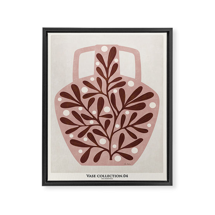 Vase and leaves collection Framed Canvas Print Gallery Image 1