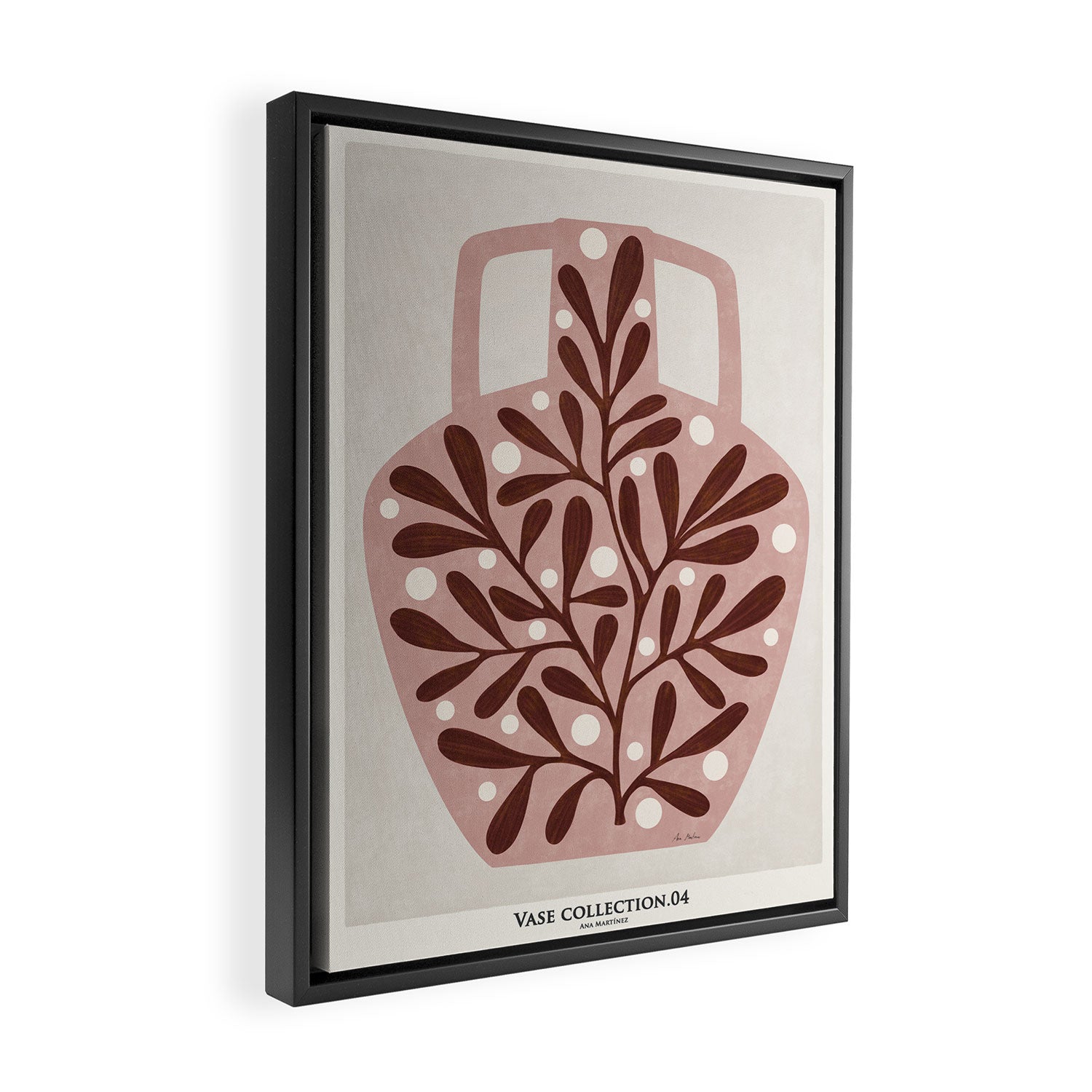 Vase and leaves collection Framed Canvas Print Gallery Image 2